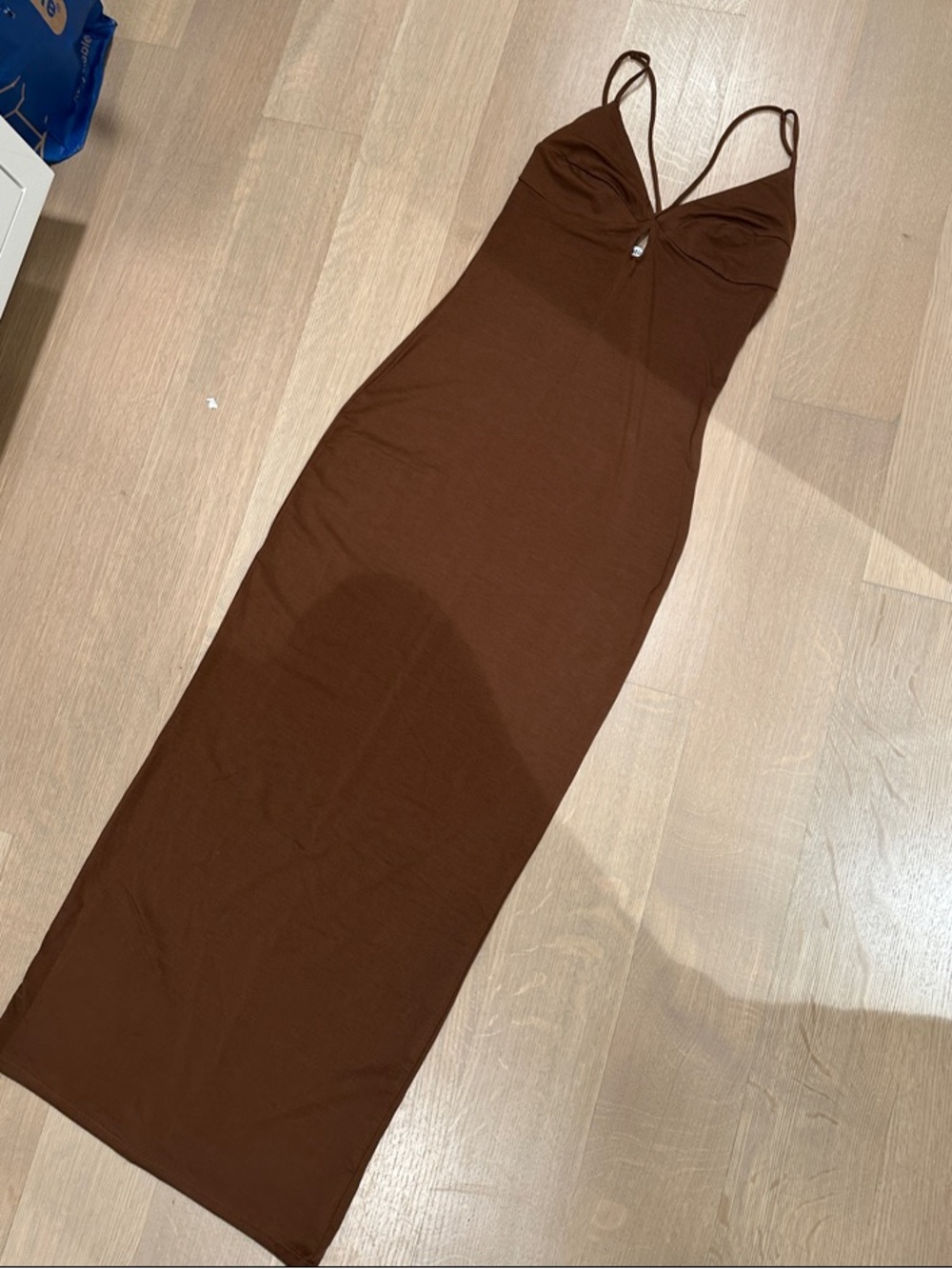 Reformation- Sleeveless Brown Midi Dress with Spaghetti Straps